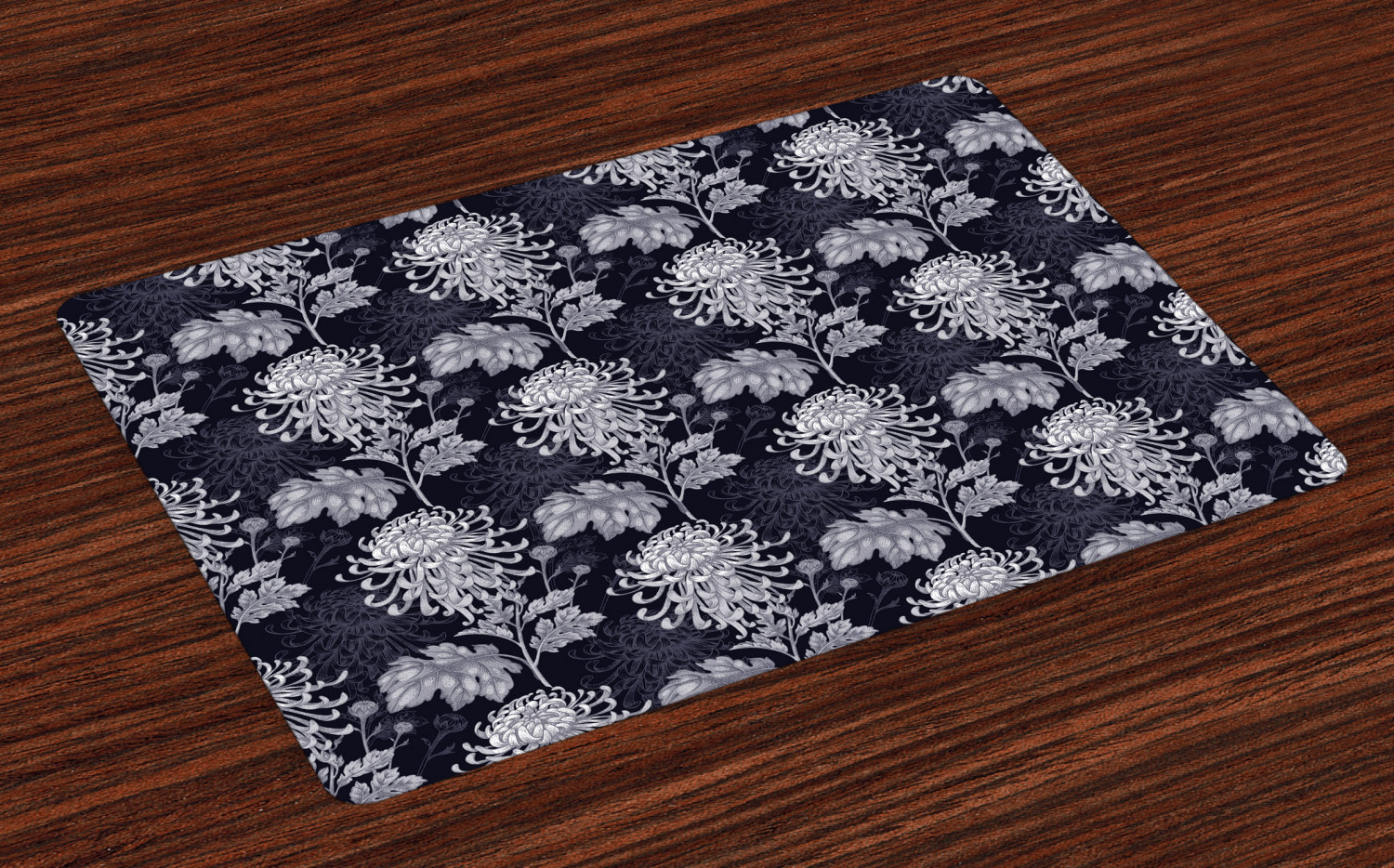 Floral Placemats Set of 4 Gothic Flower Bouquet Chrysanthemum Blooming