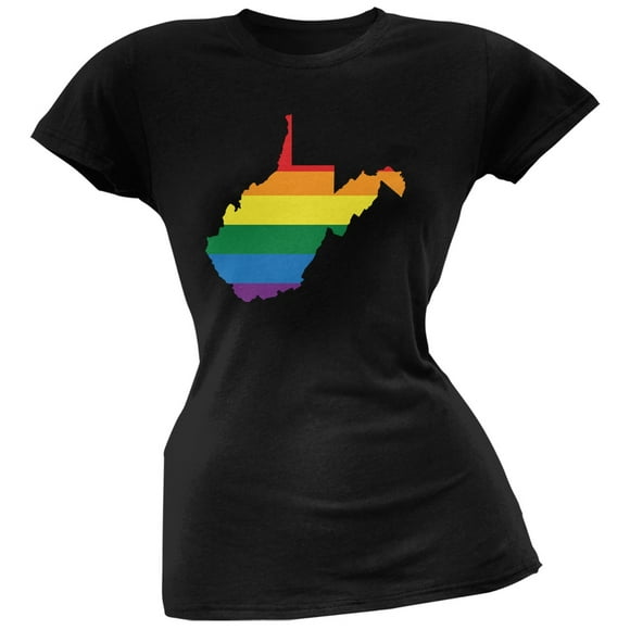 West Virginia LGBT Lesbian Pride Rainbow Black Juniors Soft T-Shirt