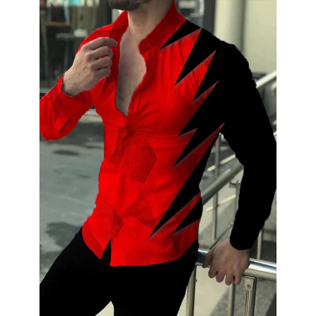 Nueva camisa de lujo para hombre con patrón impreso en 3D (tela de fibra de bambú) , camisa cómoda de moda para hombre, casual, de talla grande
