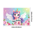 thumbnail image 2 of LUUFILx Adorable Unicorn Themed Happy Birthday Banner Background Decorations, 2 of 7