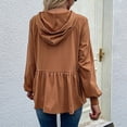 thumbnail image 4 of Lovskoo 2024 Oversized Sweatshirts for Women Peplum Loose Fit Shirt Hoodies Drawstring Casual Solid Color Long Sleeve Sweatshirts Top Pullover Coffee, 4 of 7