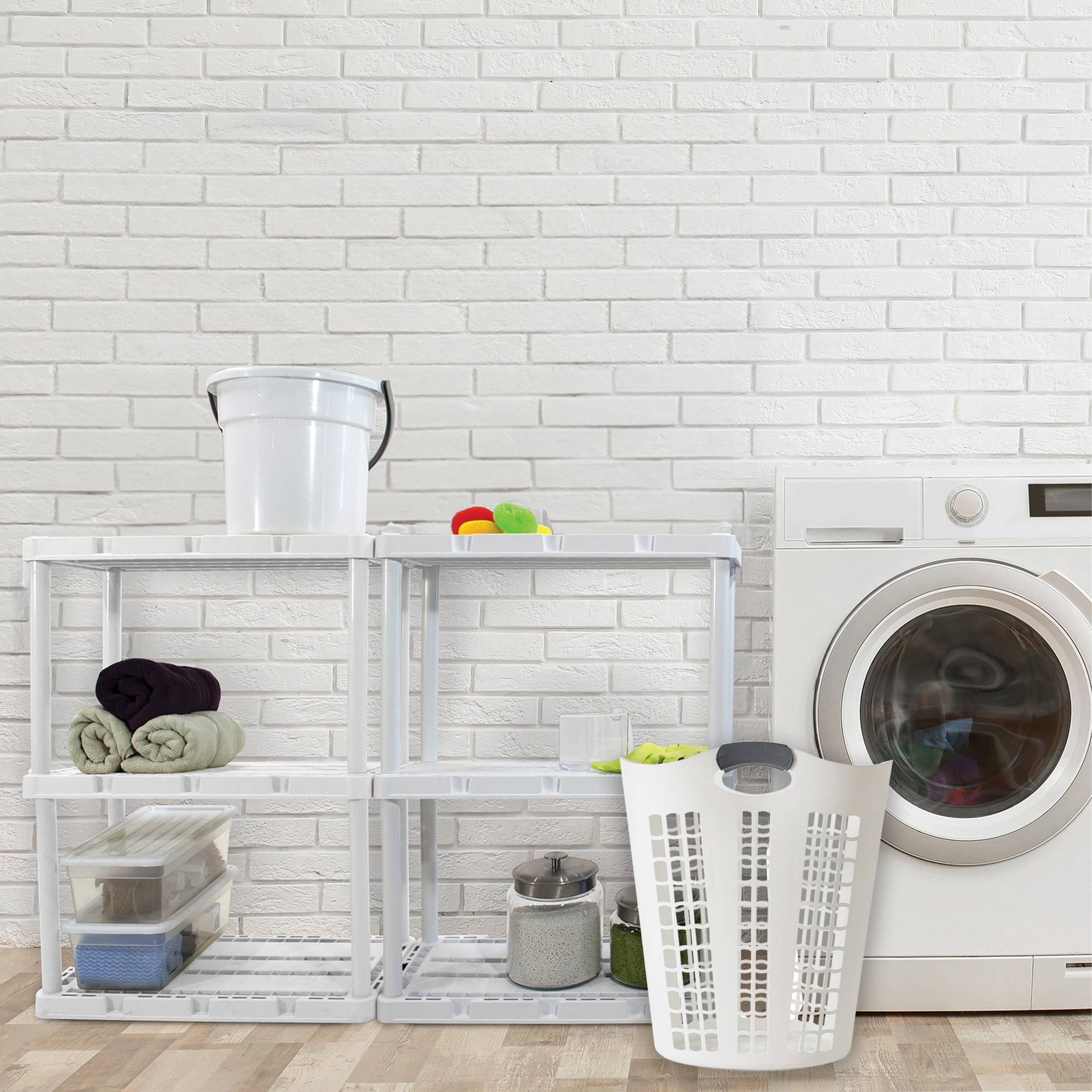 Gracious Living Easy Carry Flex Hamper, Ventilated Laundry Basket (5 Pack)