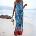 thumbnail image 2 of 250 Anniversary USA Flag Jumpsuits for Women Casual Sleeveless Loose Patriotic Overalls Wide Leg Romper with Pockets M, 2 of 5
