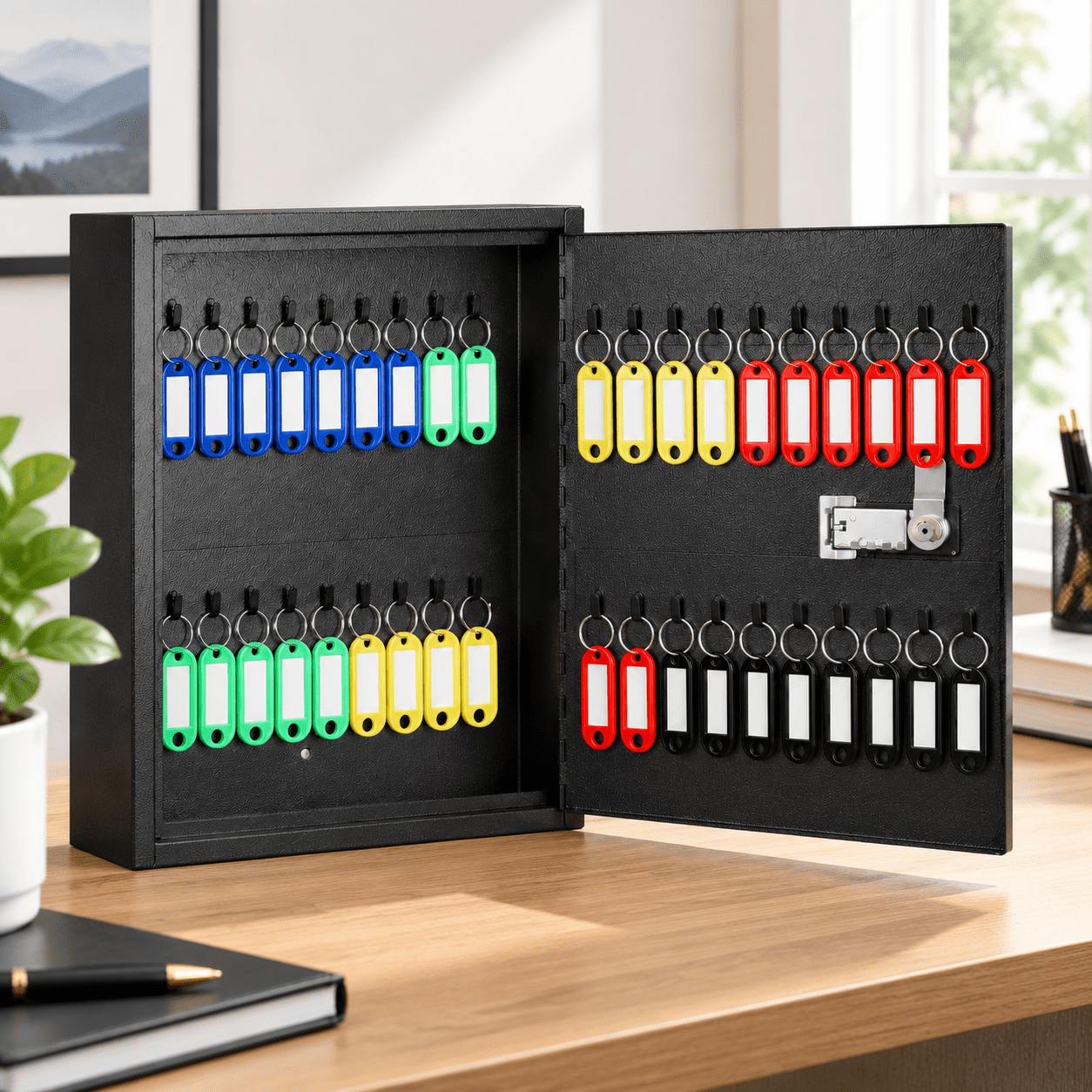 Key Box 40-key Lock Withbination Wall Mount Black