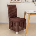 thumbnail image 1 of Nvzi Juego de 2 fundas elásticas para sillas de comedor, con faldón, extraíbles y lavables, para el hogar, fiestas y bodas (marrón, 2 unidades), 1 of 4