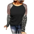 thumbnail image 1 of Haut Femme Polyester Manches Longues Col Rond Imprimé (Noir, S), 1 of 4