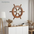 thumbnail image 2 of Inanosa 36" Premium Wooden Ship Boat Wheel | Nautical Captain Pirate Ship's Wheel | Home Décor Wall Sculptures, 2 of 5