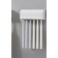 thumbnail image 3 of Soporte para cepillos de dientes, ABS, soporte organizador de almacenamiento de cepillos de dientes autoadhesivo a prueba de polvo montado en la pared (13 cm (6 ranuras para cepillos)), blanco, 3 of 5