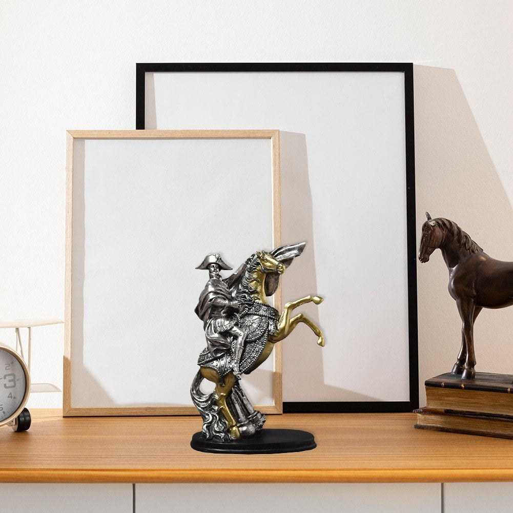 Hzzsbu Knight Statue Decoration Resin Napoleon Knight Equestrian Ornament Figurine For Indoor Desktop Office Bookshelf Decoration