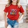 thumbnail image 2 of Tfken Summer Girls Tshirts Print Crew Neck Short Sleeve Tops Trendy Casual Back To School Children Soft Tops Red Size 8-9 Years, 2 of 4