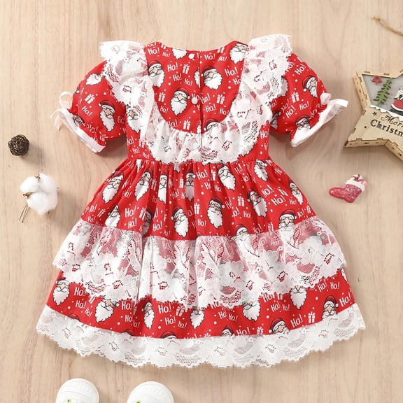 Vedolay Spring Dresses Girls' Short Sleeve Fashion Skater Dress, Butterfly Floral,Red 12-18 Months
