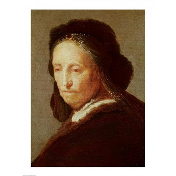 Posterazzi BALBAL7742LARGE Portrait d'Une Vieille Femme C.1600-1700 Affiche Imprimée par Rembrandt Van Rijn - 24 x 36 Po - Grand