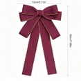 thumbnail image 3 of Lilixerw Woven Ribbon Christmas Bow, Burgundy Multi Loop Bow With Gold Edge Trim, 5.11x7.08 Inch, for Tree Wreath Gift Party Door Mantel Decoration, 3 of 6