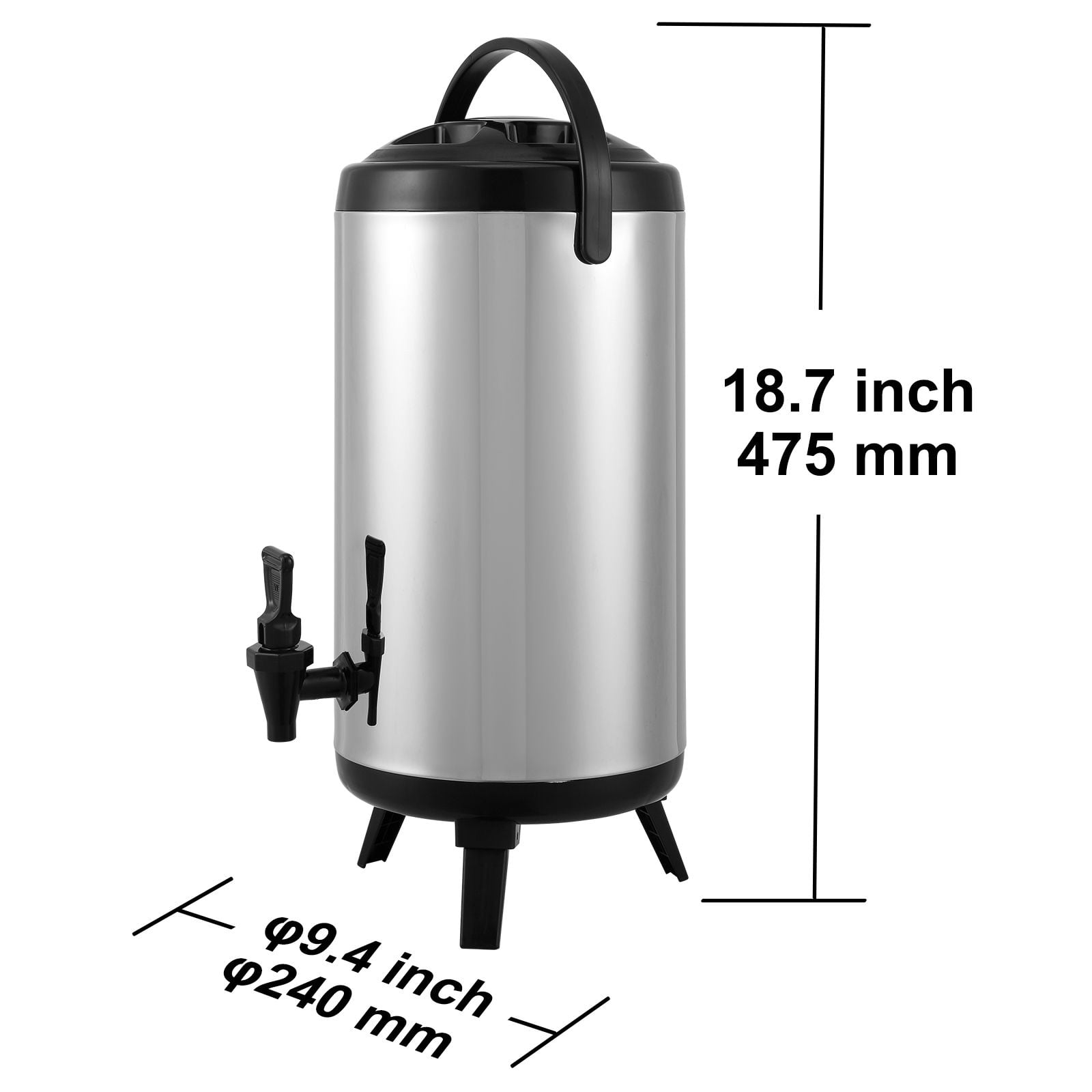 2.4 Gallon Insulated Beverage Dispenser with 304 Stainless Steel Interior, 0.87" PU Foam, 4-6Hr Insulation, Drip-Free Spigot for Cafes