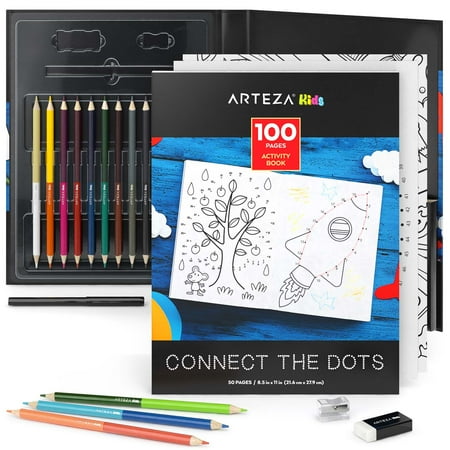 UPC: 0840098724699 | Arteza Kids Activity Coloring Book Connect the dots – 50 pages