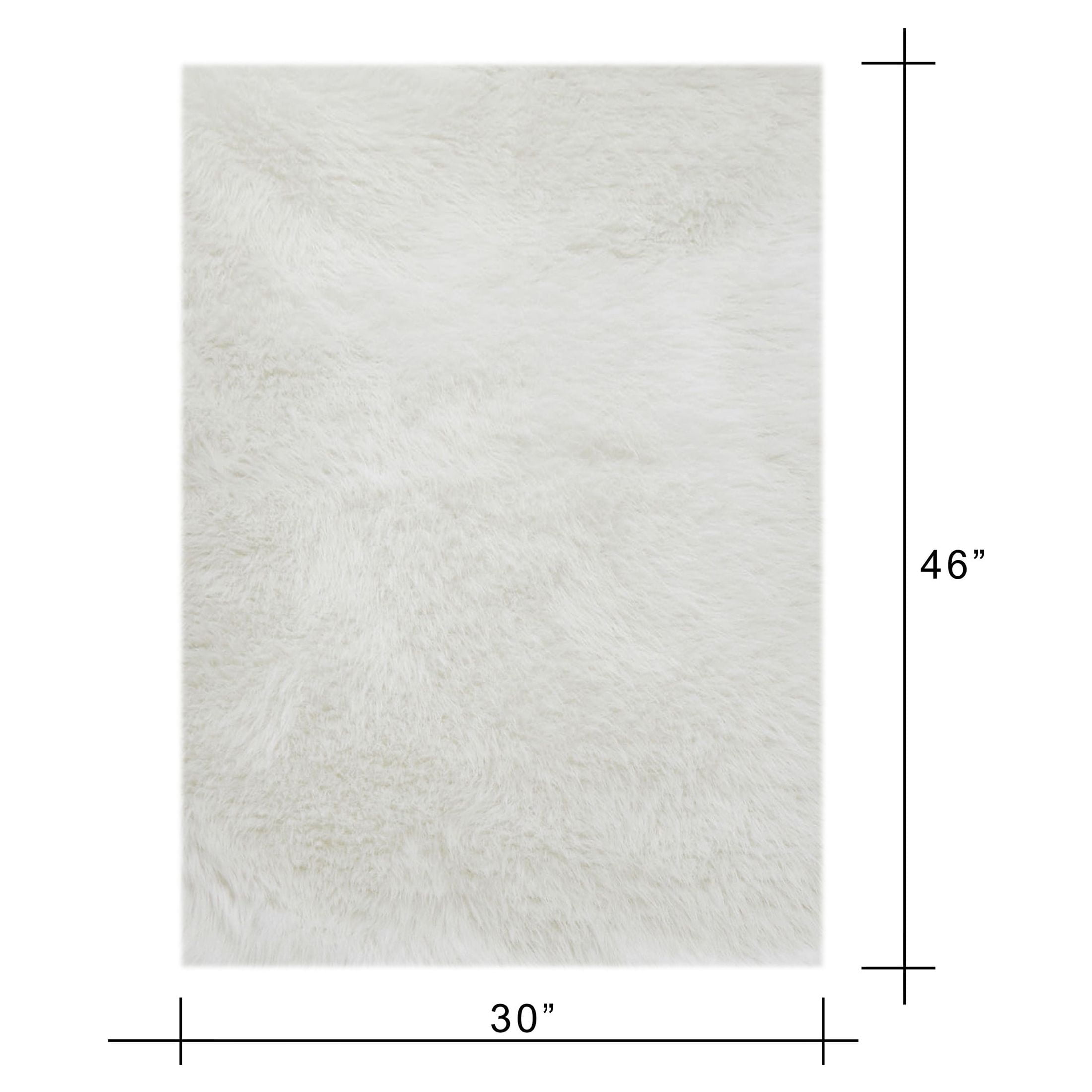 Mainstays White Faux Fur Rug Non-Skid Fluffy Floor Rug for living room, 30"x46"