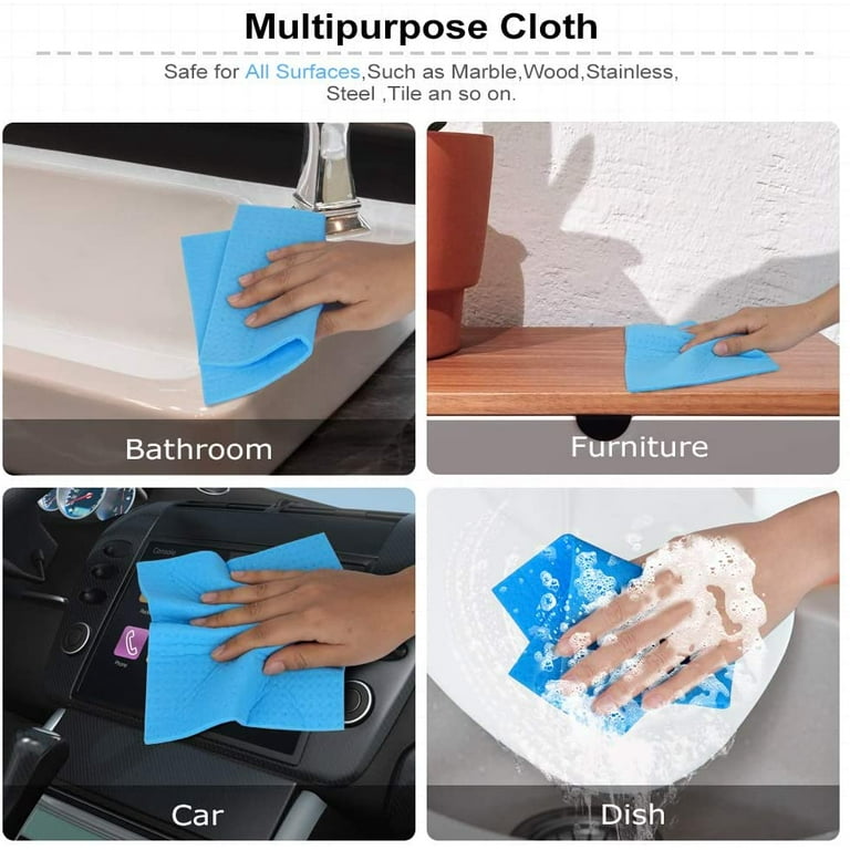 Household Cleaning Sponges Dishcloth Cellulose Sponge Cloths Bulk 6 Pack of  Eco-Friendly Reusable Cleaning Cloths for Kitchen 