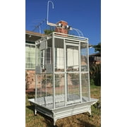 Large Elegant and Durable Wrought Iron Bird Parrot Open Play Top With Toy Hook Rolling Cage With Around Metal Seed Guard