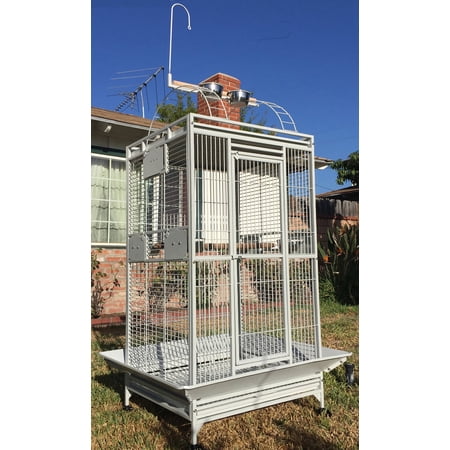 Large Elegant and Durable Wrought Iron Bird Parrot Open Play Top With Toy Hook Rolling Cage With Around Metal Seed Guard