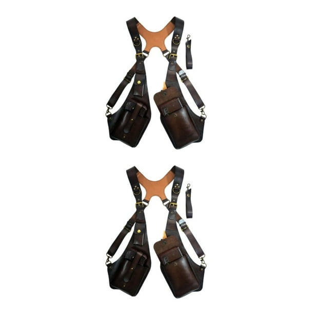 Eigraketly Y PU hizo varios hombres bolso ajustable pecho resistente al desgarro con arnés de hombro bolso de hombro teléfono marrón oscuro Marron oscuro 2Conjunto