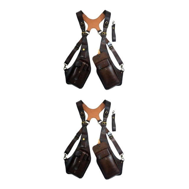 Eigraketly Y PU hizo varios hombres bolso ajustable pecho resistente al desgarro con arnés de hombro bolso de hombro teléfono marrón oscuro Marron oscuro 2Conjunto