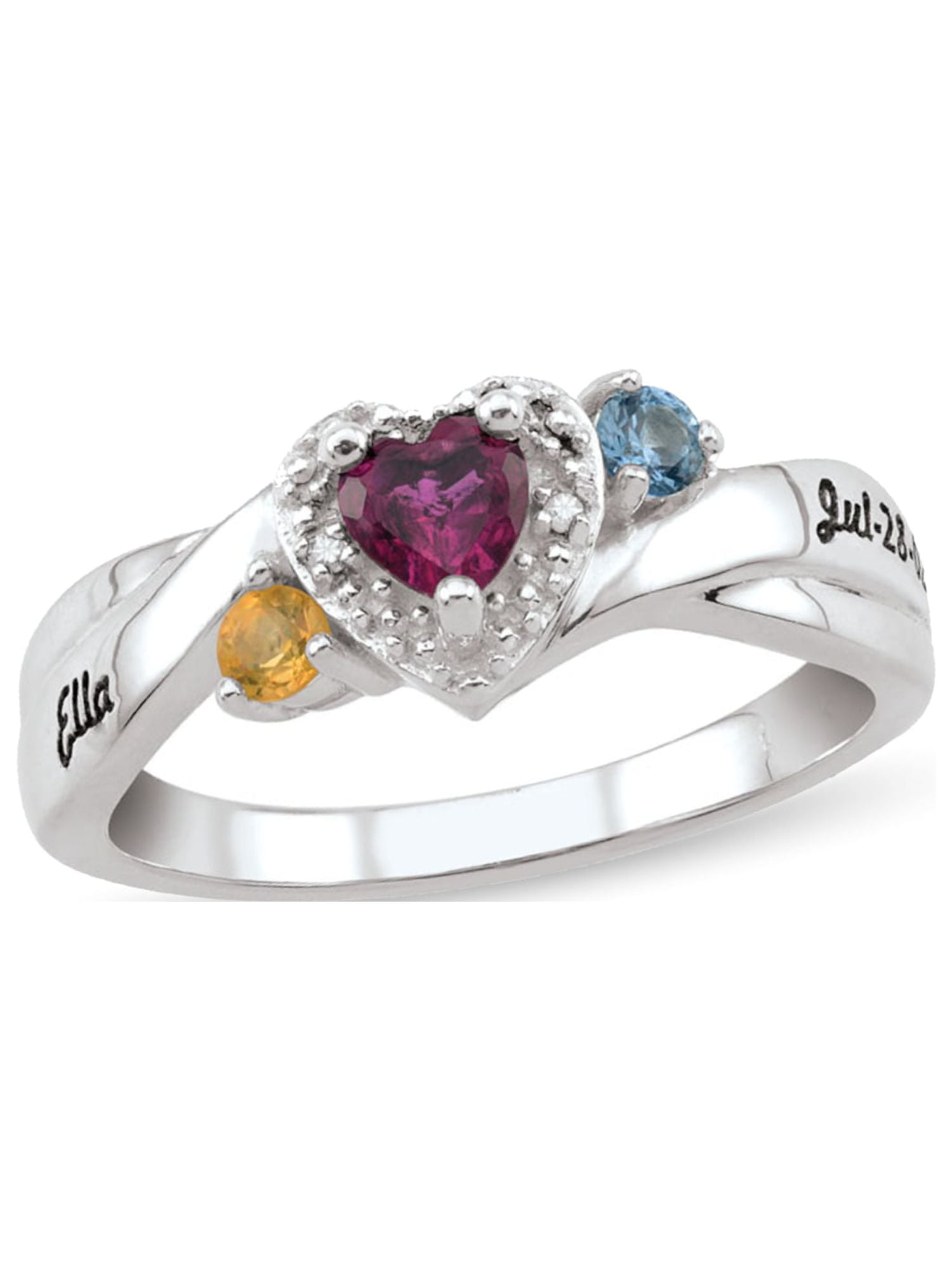Personalized Engravable Daughter's Birthstone Ring in 14K Gold with Diamond Accents by Jewlster