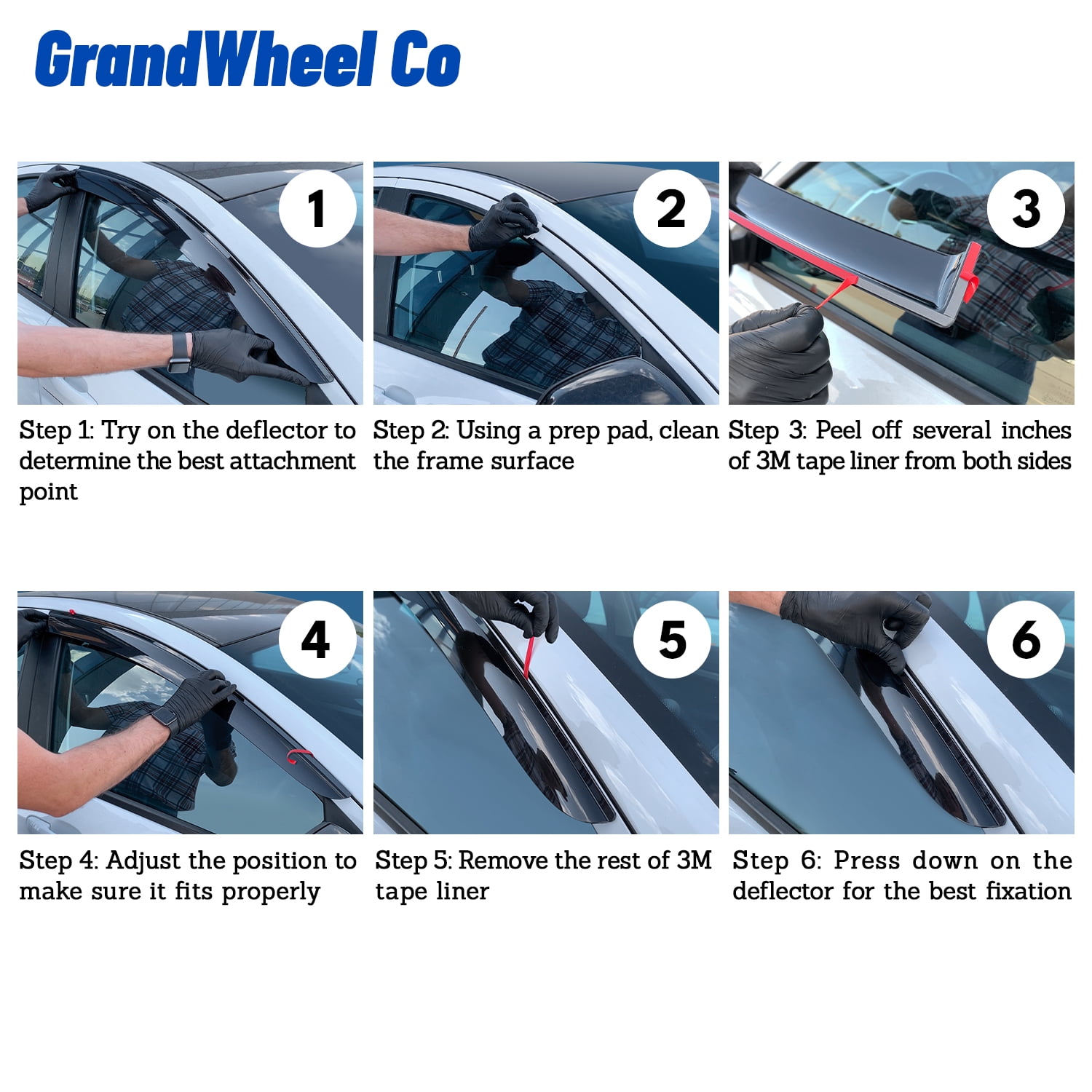 GrandWheel Co Smoke Tinted Tape-On Side Window Vent Visor Deflectors Rain Guards Compatible with Toyota Tacoma Double Cab 2024-2026 - 4 pcs. GW0939
