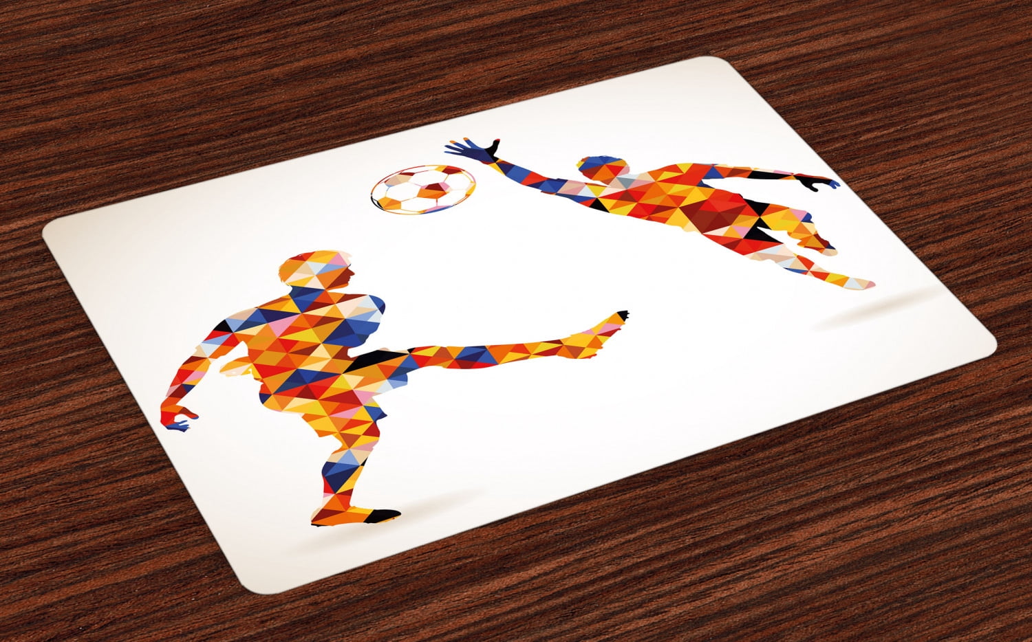 Sports Placemats Set of 4 Abstract Design with Football Soccer Players