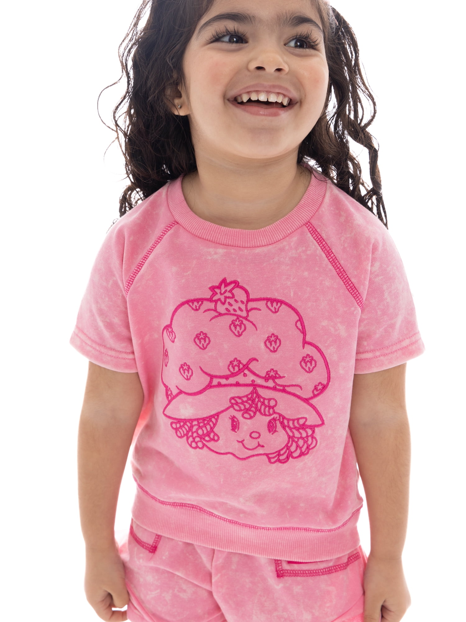 Strawberry Shortcake Toddler Girls' Embroidered Graphic Top and Ruffle Shorts Set, 2-Piece, Sizes 12M-5T