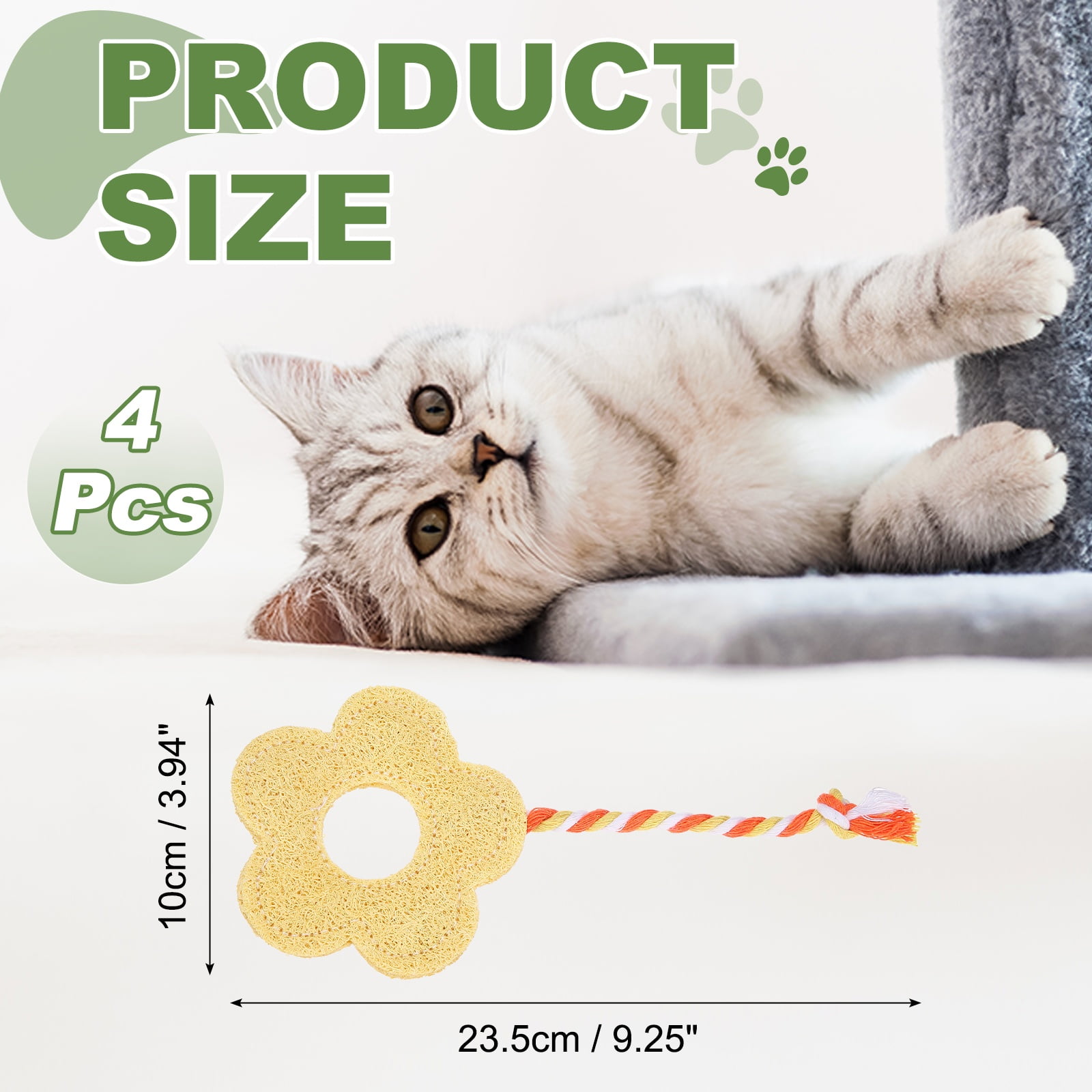 Uxcell Bite Resistant Catnip Playing, Durable and Interesting, Flower Shaped Cat Teeth Chew Playing Catnip Filled (Yellow White, 4 Pcs), Intended for Bedroom / Balcony / Living Room