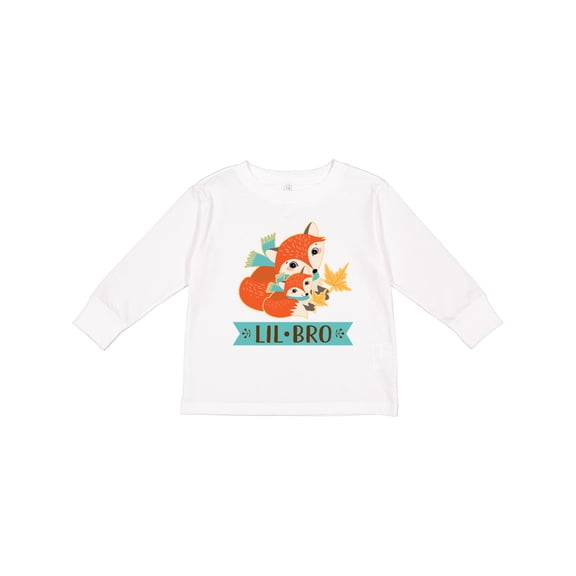 Inktastic Little Brother Woodland Fox Lil Bro Boys Long Sleeve Toddler T-Shirt