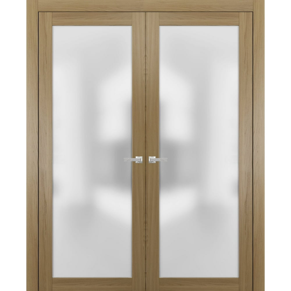Modern Solid French Double Doors 56 x 80 inches with