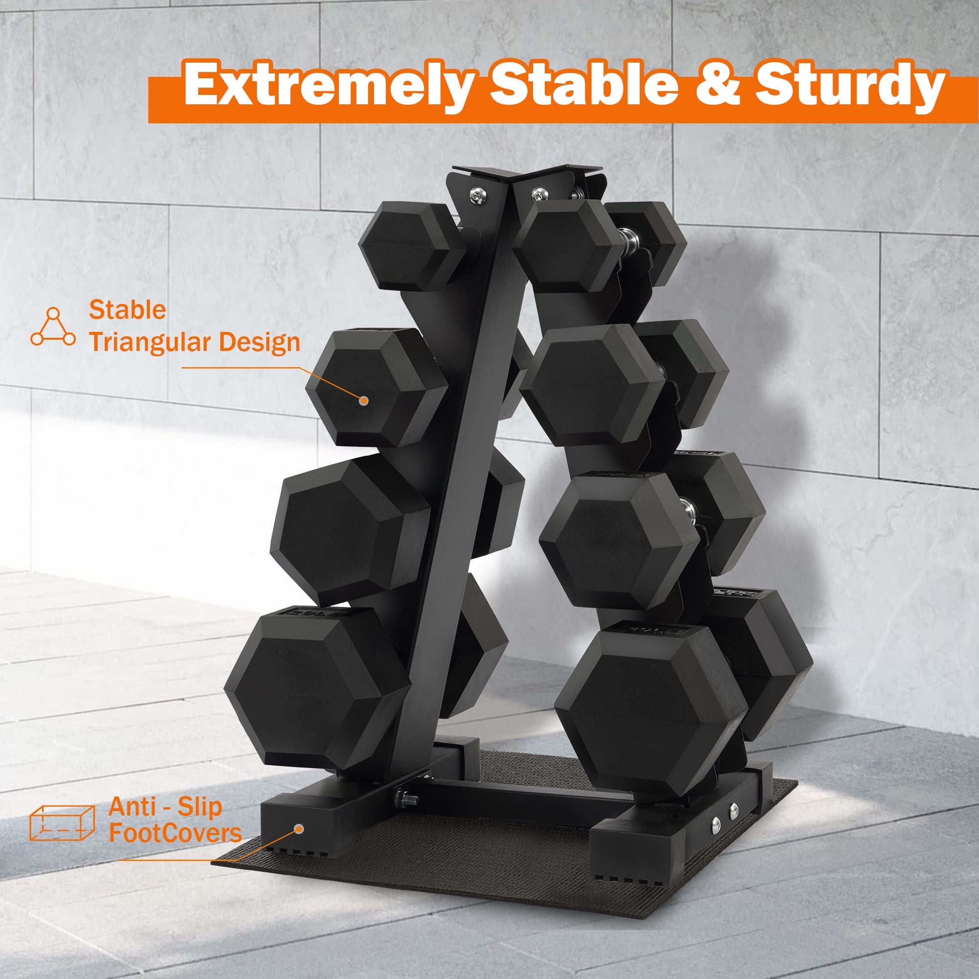 Prilinex 4 Tier Dumbbell Weight Racks, A-Frame, Weights Metal Strength Training Dumbbells Storage Rack for Home Gymz Space Saver,Black