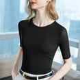 thumbnail image 4 of QIUOMBBP Women's Compression Shirt Half Sleeve Workout Undershirt Athletic Running Yoga Sports Tops Black L, 4 of 6