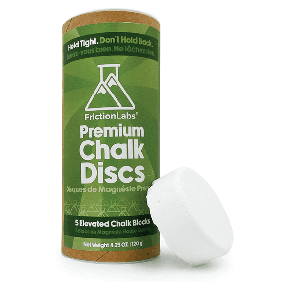 Friction Labs Chalk Discs - Premium Moisture-Absorbing Gym Chalk Blocks for Rock Climbing, Weight Lifting, Gymnastics, & Bowling - Mess Free Gym Chalk - 5 Individual 0.85oz Block Chalk Discs