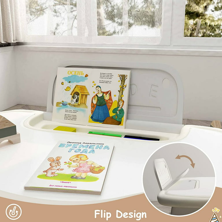 Kids Drawing Table and Chair Set with Watercolor Pens and