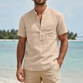 thumbnail image 2 of hotojiny Men's Casual Henley Shirt Breathable Short Sleeve Shirt for Mens Summer Beach T-Shirts Vacation Outfit, 2 of 7