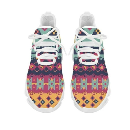 

Colorful Tribal Aztec Cartoon Pattern Non-slip Flats for Women Mesh Shock Absorbing Running Shoes Outdoor Work Walking Footwear
