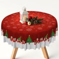 thumbnail image 2 of Winter Christmas Santa Train Snowflake Round Tablecloth,60 Inch,Washable Table Cover for Holiday Indoor Outdoor Decor, 2 of 6