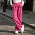 thumbnail image 4 of Nekdswn Girls Wide Leg Sweatpants Teen Fleece Lined Baggy Trousers Stretchy Open Bottom Pull on Slacks Kids Fall Athletic School Pants, 4 of 8