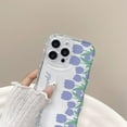 thumbnail image 4 of Cute Purple Tulip Flowers Wavy Frame Clear Phone Case Compatible with iPhone Case (Clear,iPhone 12 Pro), 4 of 6