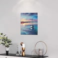 thumbnail image 3 of Coast Nautical Bathroom Decor Wall Art Sunset Boat Pictures Blue Ocean Scenery Wall Decor Sailer Shipping Wall Art Framed Artwork for Bathroom Living Room Bedroom 12"x16", 3 of 7