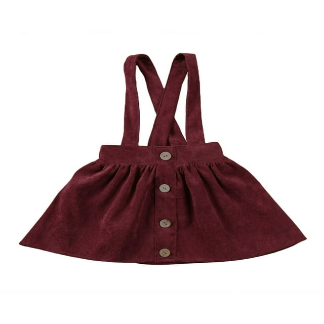 Toddler Baby Girl Suspender Skirt Cute Adjustable Strap Button Front Overall Skirt