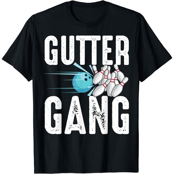 Funny Bowling Gutter Gang Graphic T-Shirt Retro Vintage Style Men Women Sports Team Apparel Strike Spare Cotton Tee