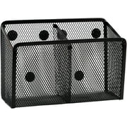 Homeries Magnetic Dual Compartment Pen & Pencil Holder – Mesh Pen & Marker Storage Basket for Refrigerator, Office, Desk, Home, Locker, Whiteboard – Extra Strong Magnets