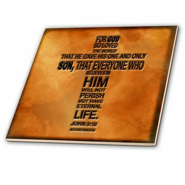 3dRose John 3 16 bible verse embossed on a copper background - Ceramic Tile, 4-inch