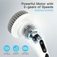 thumbnail image 5 of Electric Spin Scrubber, 2 Speed, Ultra-Low Noise, Stretchable, 9 Cleaning Brush Heads, IPX8, Large Battery, 120 Min Work-time, Bathroom Cleaner for Shower Cleaner, Bathtub, Floor, Glass, Car, Kitchen, 5 of 8