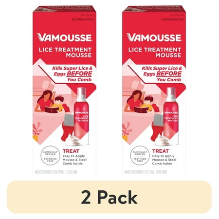 (2 pack) Vamousse Lice Treatment Mousse for Kids & Adults, Kills Super Lice & Eggs in 1 Treatment, 6 oz