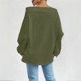 thumbnail image 3 of MORTTIC Plus Size Women's Solid Off-Shoulder Drawstring & Ribbed Detail Long Sleeve Spring Fall Fashion Top Army Green，2XL, 3 of 4