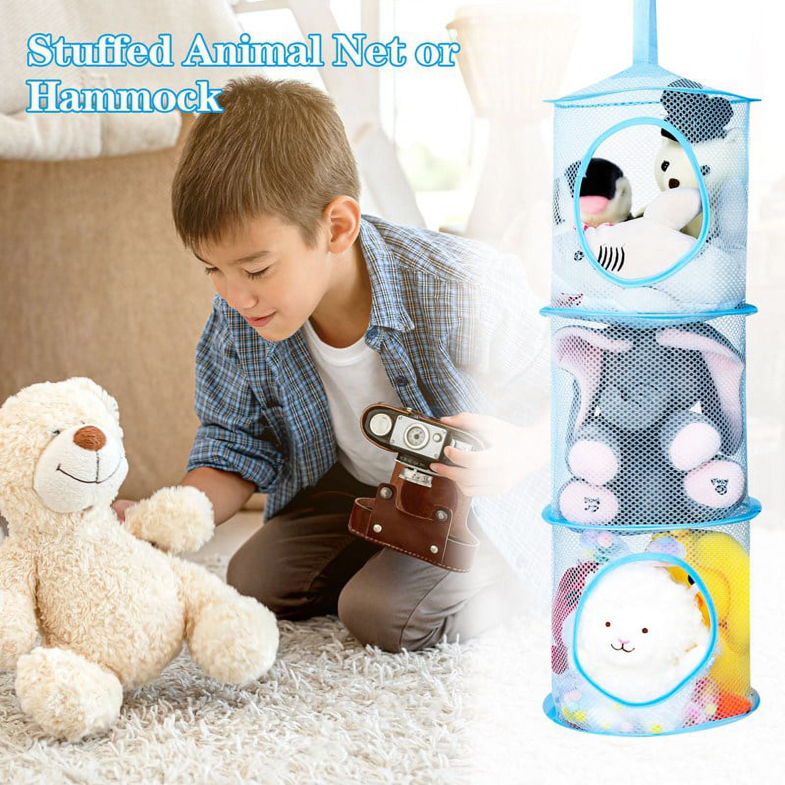 Rumbeast 3 Pcs 4 Compartments Stuffed Animal Toy Storage Net